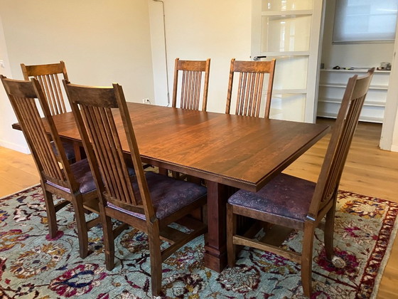 Image 1 of Solid cherry wood dining table and 6 chairs