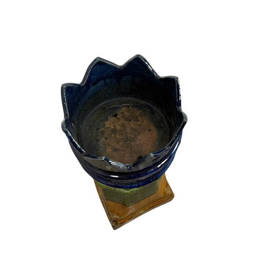 Cappa da camino antica in ceramica smaltata francese