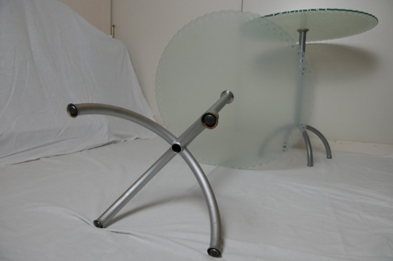 Image 1 of set vintage Italiaans design glazen tafels Rimadesio