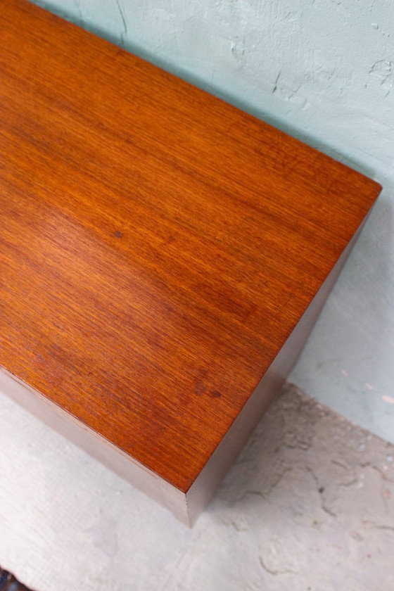 Image 1 of Vintage chest of drawers sideboard pattern ring teak nut mid century 60s