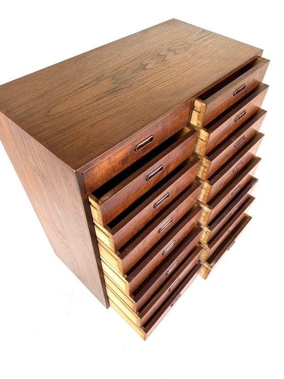 Image 1 of Vintage XXL double-tiered Danish teak chest of drawers '60