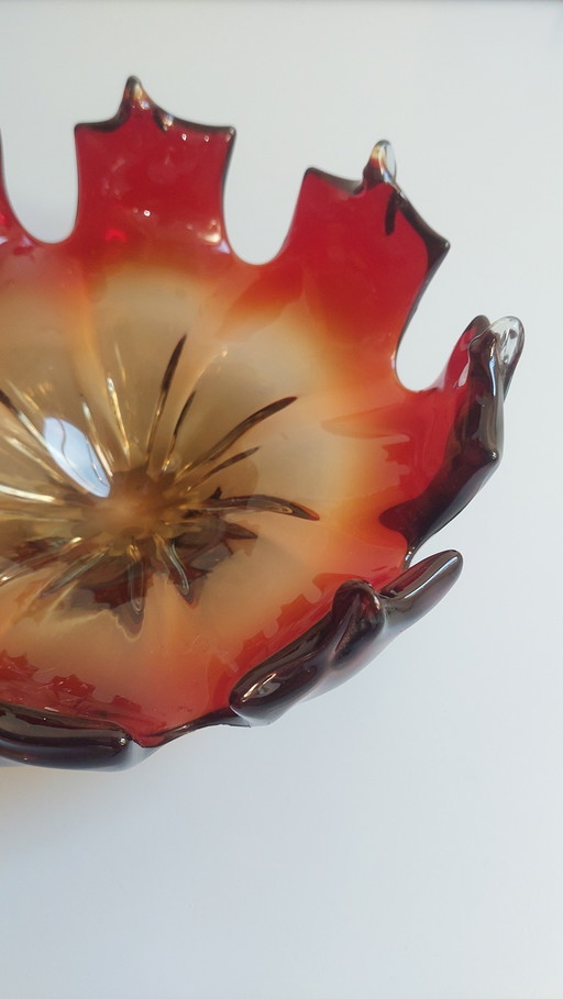 Large Red Murano Coral Bowl