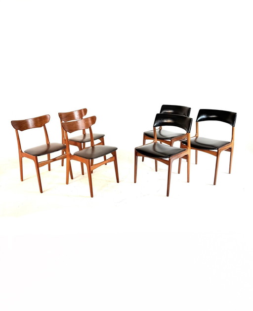 Set di 6 sedie da pranzo vintage mix & match anni '60