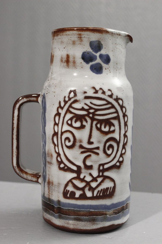 Image 1 of Michel Barbier a Vallauris - Brocca con rara doppia decorazione, Francia, anni '50