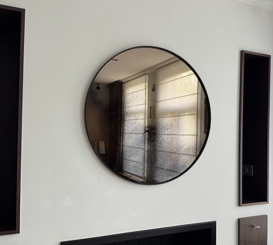 Ethnicraft Notre Monde, Aged Bronze Round Wall Mirror 92 cm, Dawn Sweitzer, Glass, Wood, Brown (photo 7 of 15)