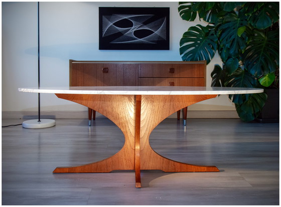 Image 1 of Scandinavische salontafel, teak en marmer, 1960