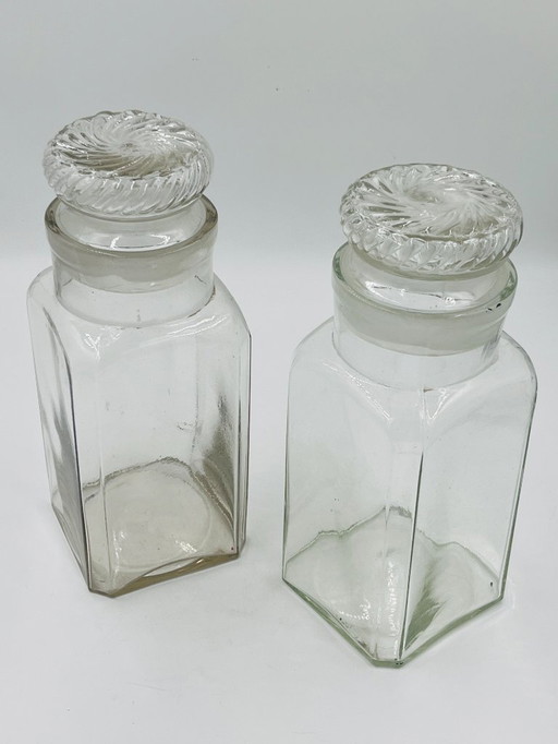 Duo of glass confectionery jars