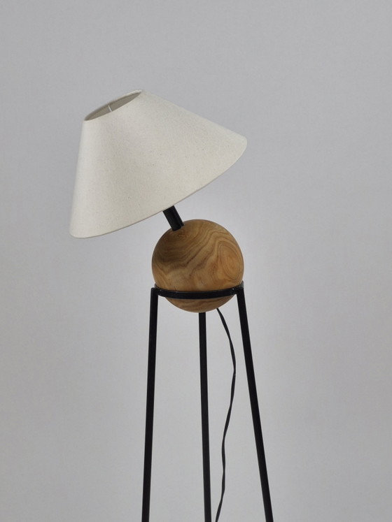 Vintage postmoderne minimalistische vloerlamp van hout en metaal – Vloerlampen, Metal, Wood (photo 4 of 10)