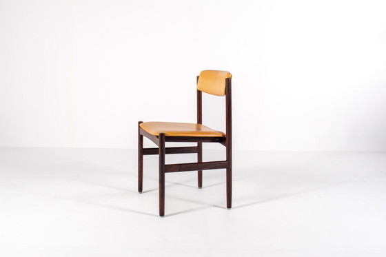 Image 1 of Set of 6 Danish Mid-Century Rosewood Dining Chairs with Yellow Skai, 1960s