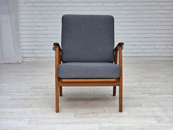 Image 1 of Años 70, pareja de sillones daneses, retapizados, muebles de lana, madera de teca y roble.