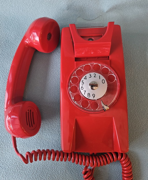 Telefono analogico da parete rosso anni '80