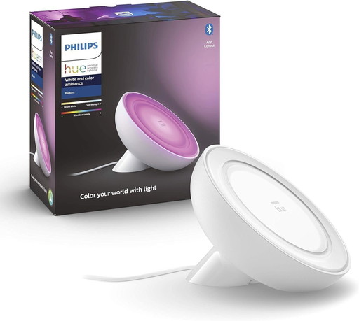 Philips Hue White & Color Ambiance, lampe Bloom, 4ème génération - Blanc, compatible Bluetooth, fonctionne avec Alexa, Google As