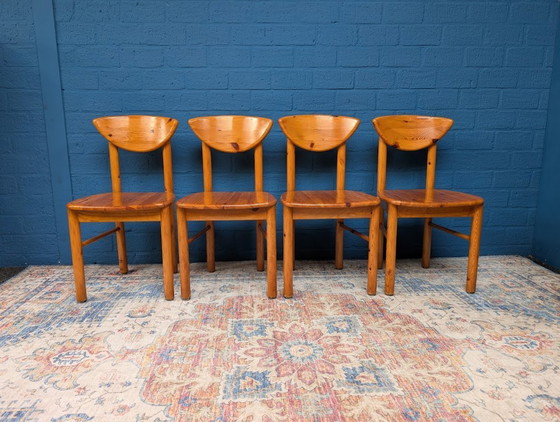 Image 1 of Vintage grenen eettafel met vier stoelen, jaren 70