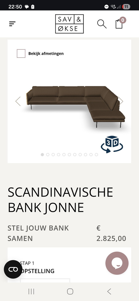 Image 1 of Divano angolare Sav&Okse marrone con pouf, modello Jonne