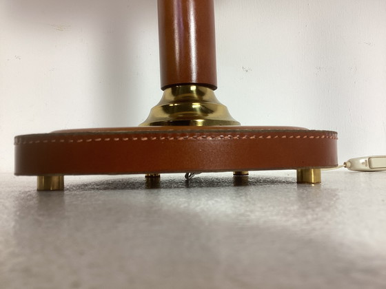 Image 1 of Fifties Vintage Leather in the Style of Jacques Adnet Lamp