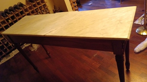 Consolle Classica Neoclassica / Luigi XVI, Grembiule in Legno con Sottili Dettagli Intagliati e Sue