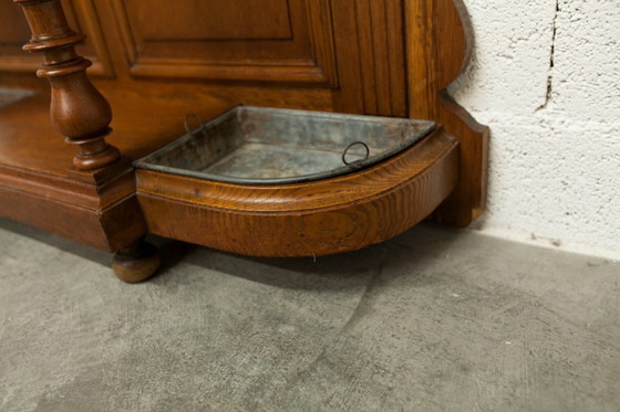 Image 1 of Vestiaire Napoléon III en noyer fin 19e, 3 miroirs, marbre