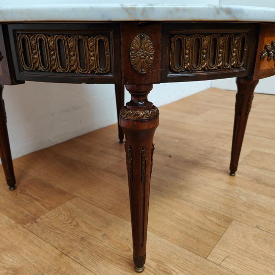 Image 1 of Tavolino da caffè rotondo vintage Regency in stile Impero con piano in marmo