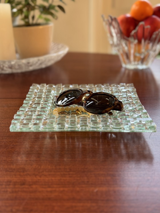 Image 1 of Bol design en verre - Verre d'art fusionné avec texture en bloc