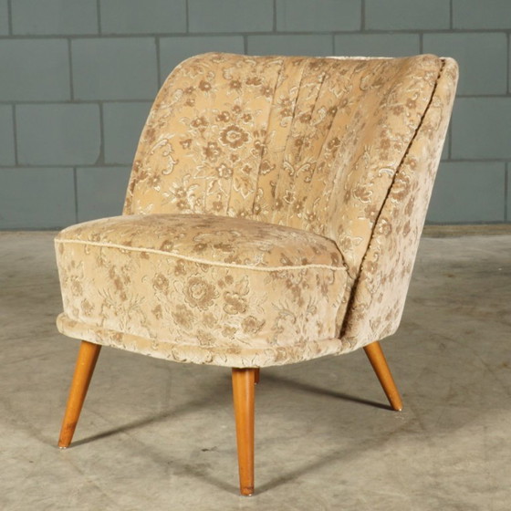 Image 1 of Fauteuils de cocktail vintage – velours beige – années 1960