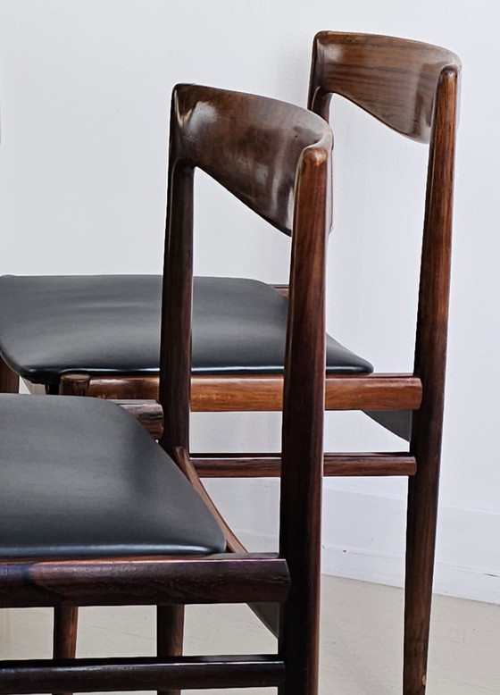 Image 1 of 4x sedie da pranzo vintage in palissandro con skai nero