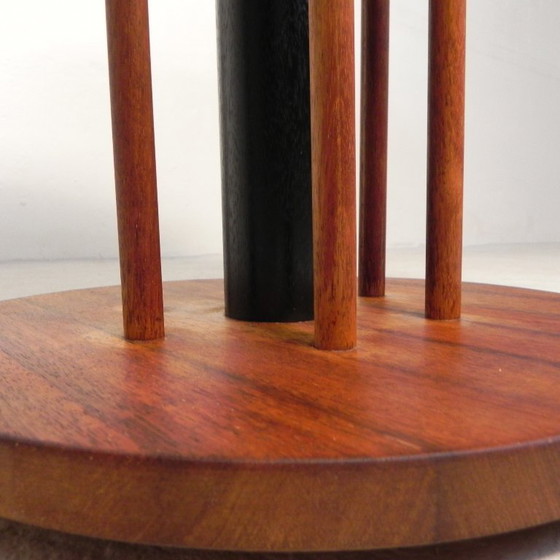 Image 1 of Vintage teak table with 6 narrow and 1 wide style, 1980s