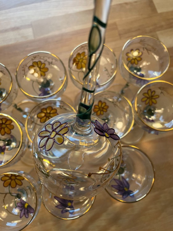 Set di 12 bicchieri da liquore Paul Nagel serie Tiffany dipinti a mano vintage – Bicchieri e caraffe, Glass (photo 16 of 16)