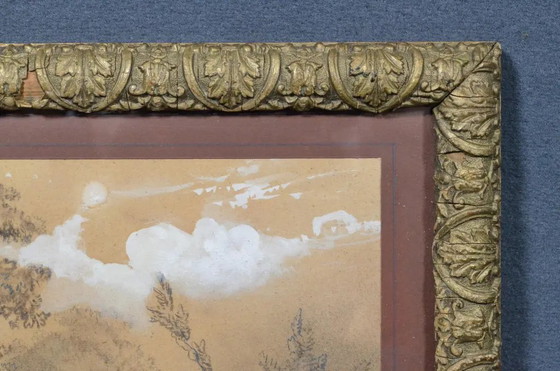 Toegeschreven aan Franz Joseph Manskirch (1768–1830) Romantische Houtskool- en Potloodtekening — Paar in een (photo 8 of 12)