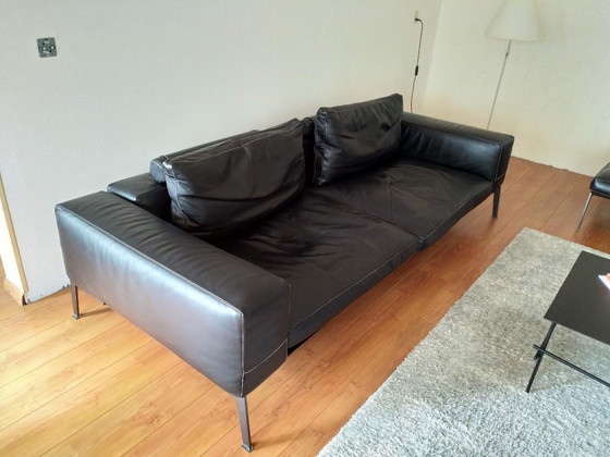 Flexform Lifesteel black leather 2-seater sofa and armchair, 2 seaters, Metal, Modern (photo 4 of 12)