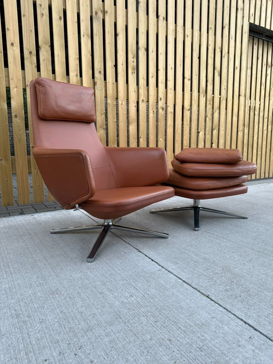 Image 1 of Vitra Grand Relax armchair with ottoman in cognac leather