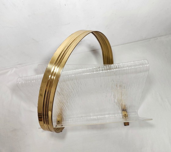 Image 1 of Methacrylate and brass magazine rack. Spain, 1980s.