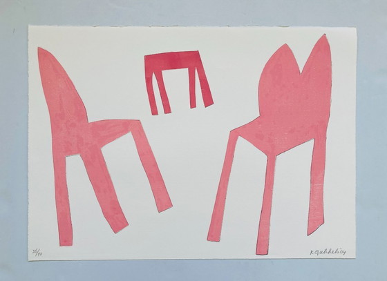 Image 1 of Klaas Gubbels - Pink Chairs - 2004 - Woodprint