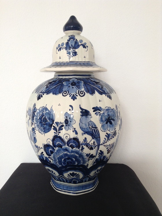 Image 1 of Delfts Blauwe VLS Velsen Holland dekselvaas,  gemberpot, urnvaas