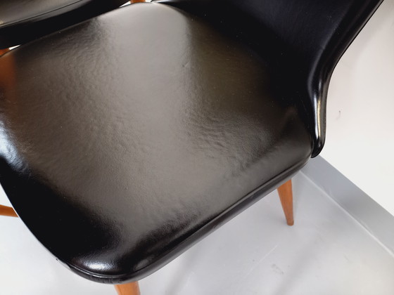 Image 1 of Set di 6 sedie vintage Baumann Essor in legno di faggio e skai degli anni '60