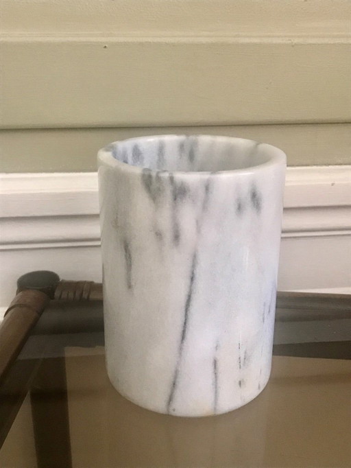 Roller or cylinder vase in white marble