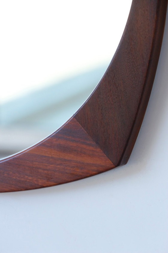 Image 1 of Vintage Round Mirror in Solid Teak - Scandinavian Design 1960