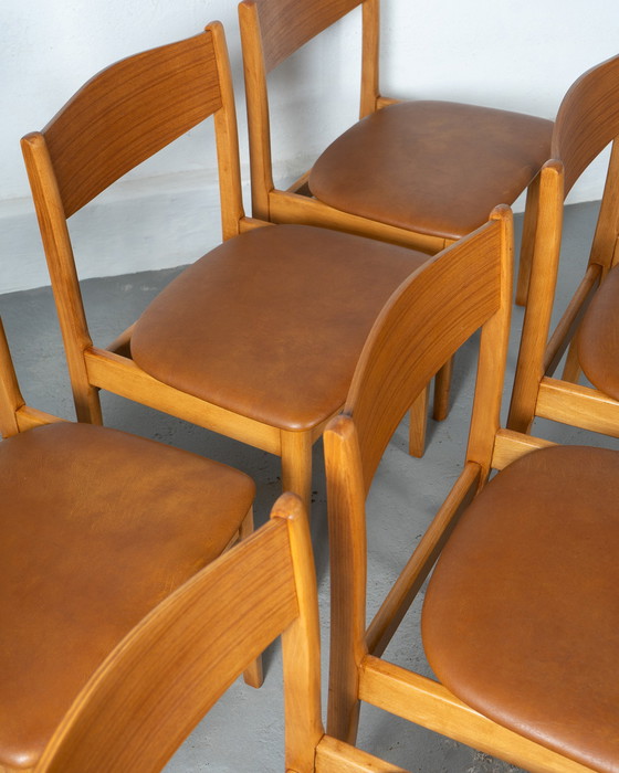 Image 1 of 6 X Danish Chairs Made Of Beech And Teak