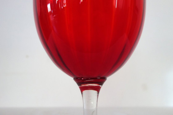 Image 1 of Large vintage red glass vase, 50cm