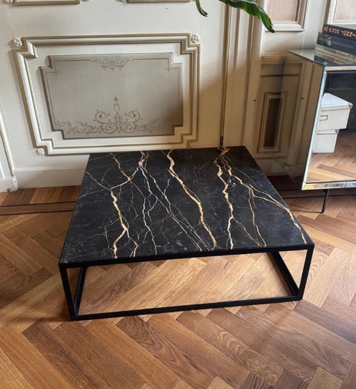 Janua SC54 Couchtisch – 80 x 80 cm – Schwarzer Portoro-Marmor – Guter Zustand – salontafels, Marble