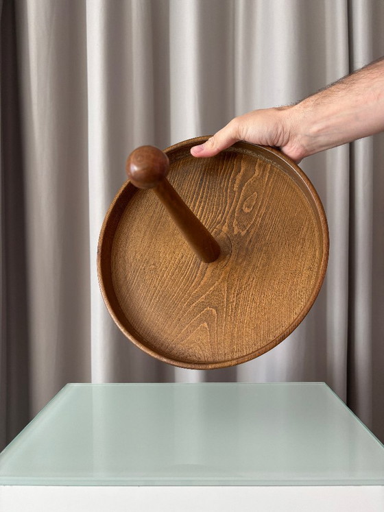 Vintage Wooden Serving Tray with Central Handle, Table accessories, Brown (photo 4 of 9)