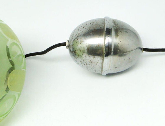 Mid-Century Glass Pendant Lamp, 1950s – Metal (photo 9 of 11)