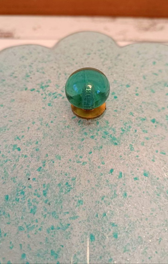 Image 1 of Murano Sylcom Floral Graniglia Groene Plafond-/Wandlamp Handgemaakt - Nieuw