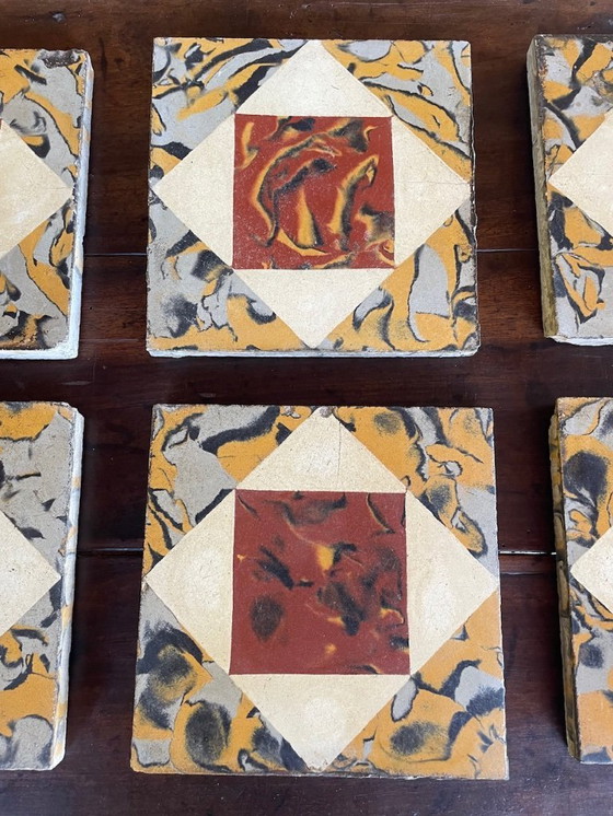 Image 1 of Set di 6 piastrelle francesi d'epoca, anni '30-'40 circa