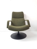 Vintage Artifort draaifauteuil groene ploegstof nieuw 