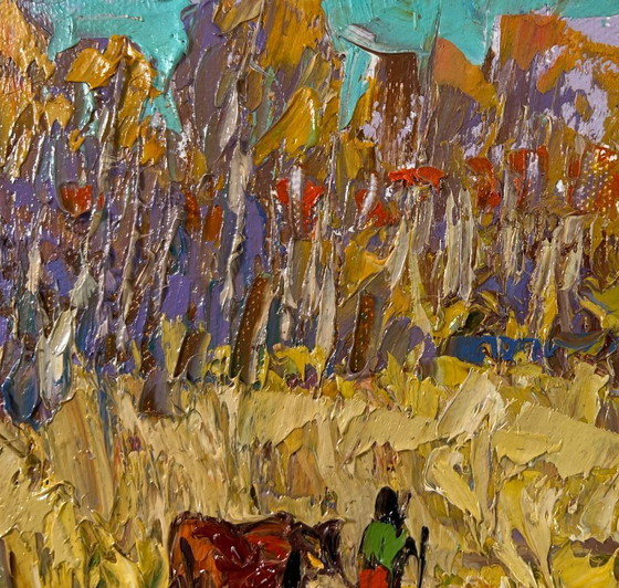 Image 1 of Original Oil Painting Summer Nature Landscape At the forest edge