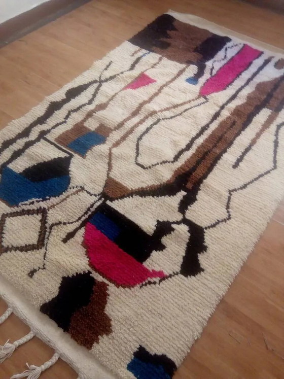 Tappeto berbero di design - tocco marrone - tappeto marocchino fatto a mano - 247x152 cm – Tappeti, Wool (photo 9 of 9)