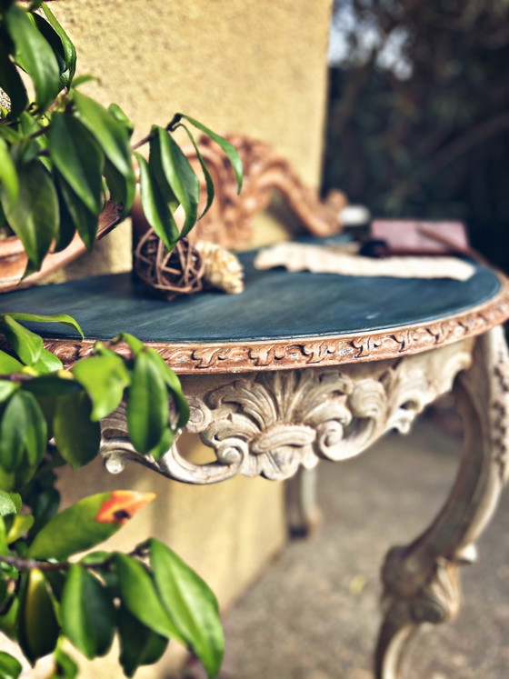 Gepatineerde antieke Console – Hout (photo 6 of 13)