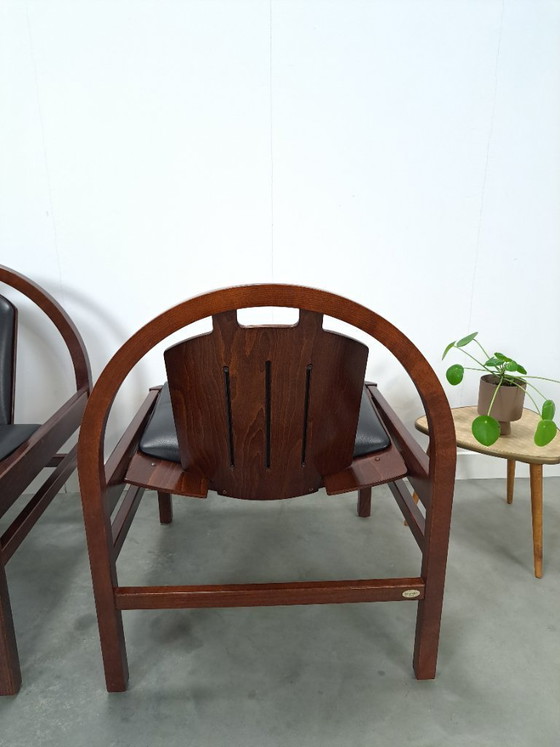 Image 1 of Ensemble de fauteuils en cuir noir Argos, Baumann France