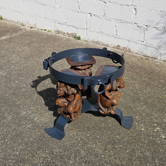 Image 1 of French Vintage Jean Maurice Rothschild - Marble Table - Forged Iron Table - Neoclassical Style- 50s