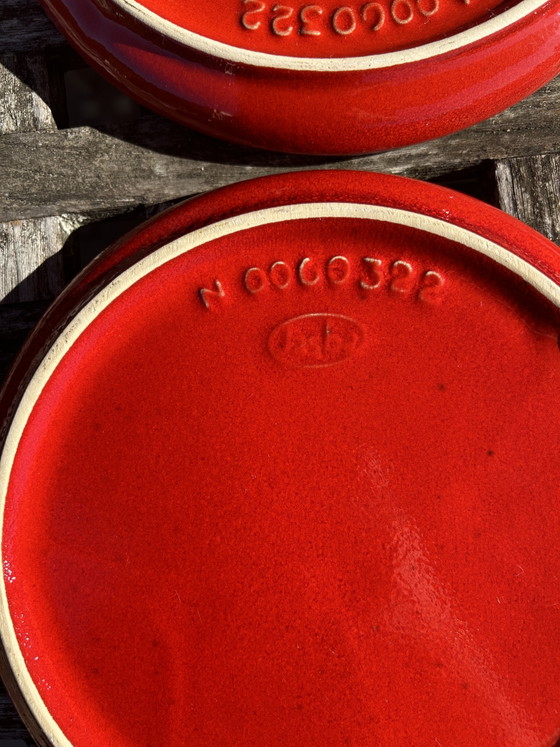 11 Vintage Red Ceramic Jasba Fondue / Gourmet plates – Crockery (photo 3 of 8)